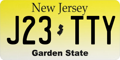 NJ license plate J23TTY