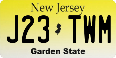 NJ license plate J23TWM