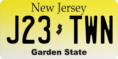 NJ license plate J23TWN