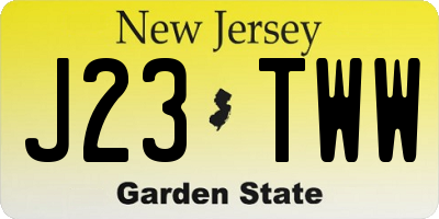 NJ license plate J23TWW