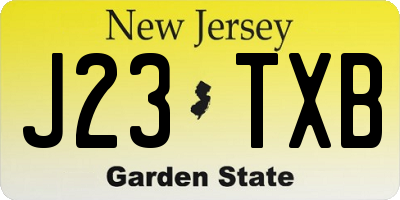 NJ license plate J23TXB