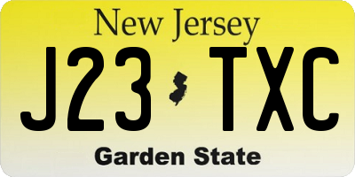 NJ license plate J23TXC