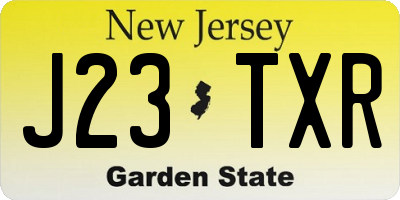 NJ license plate J23TXR
