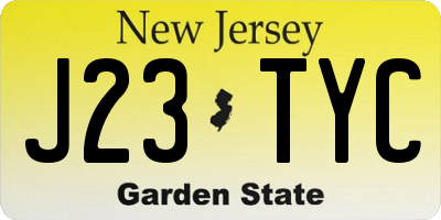 NJ license plate J23TYC