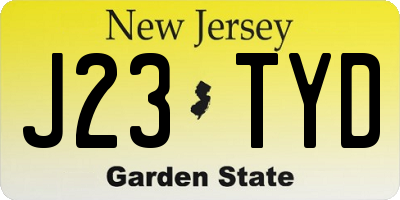 NJ license plate J23TYD