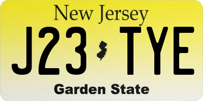 NJ license plate J23TYE