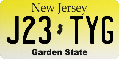 NJ license plate J23TYG