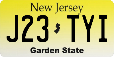 NJ license plate J23TYI