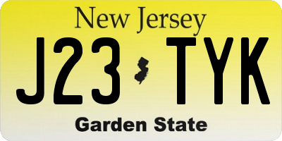 NJ license plate J23TYK