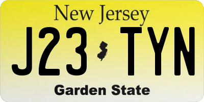 NJ license plate J23TYN