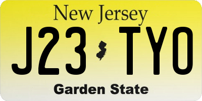 NJ license plate J23TYO