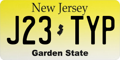 NJ license plate J23TYP
