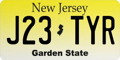 NJ license plate J23TYR