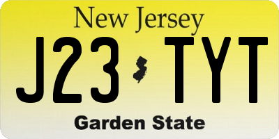 NJ license plate J23TYT