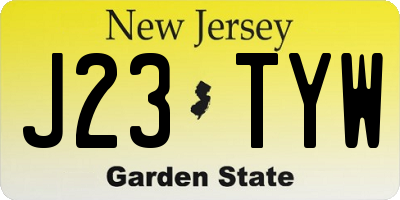 NJ license plate J23TYW