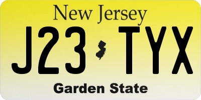 NJ license plate J23TYX