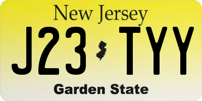 NJ license plate J23TYY