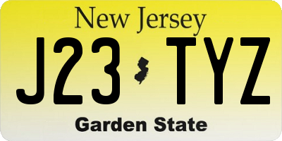 NJ license plate J23TYZ