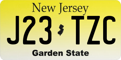 NJ license plate J23TZC