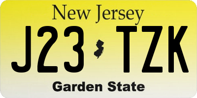 NJ license plate J23TZK