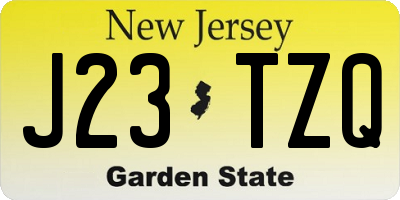 NJ license plate J23TZQ