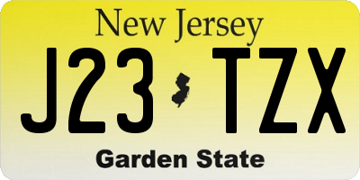 NJ license plate J23TZX