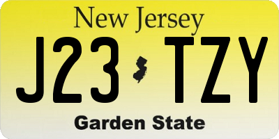 NJ license plate J23TZY