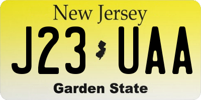 NJ license plate J23UAA