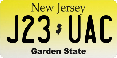 NJ license plate J23UAC