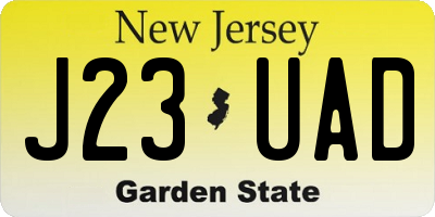 NJ license plate J23UAD