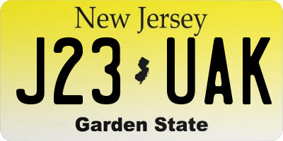 NJ license plate J23UAK