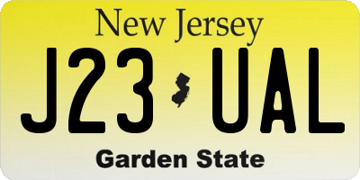NJ license plate J23UAL