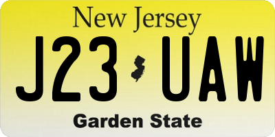 NJ license plate J23UAW