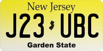 NJ license plate J23UBC