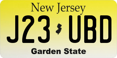NJ license plate J23UBD