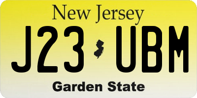 NJ license plate J23UBM