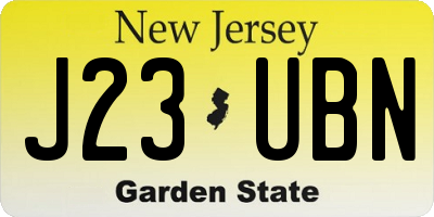 NJ license plate J23UBN