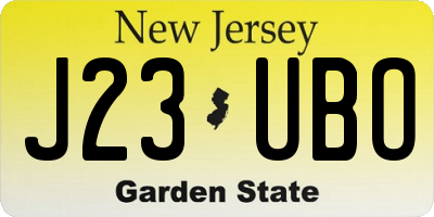 NJ license plate J23UBO