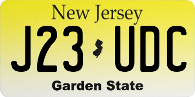 NJ license plate J23UDC