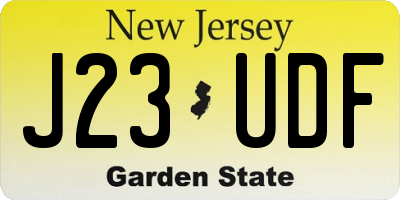 NJ license plate J23UDF