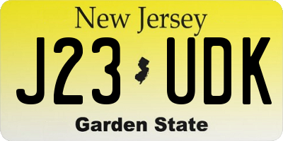 NJ license plate J23UDK