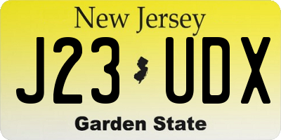 NJ license plate J23UDX
