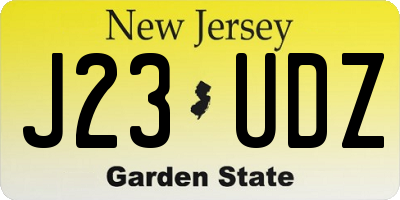 NJ license plate J23UDZ