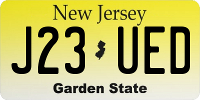 NJ license plate J23UED