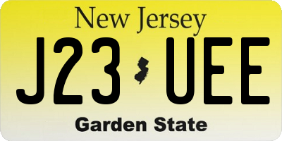 NJ license plate J23UEE