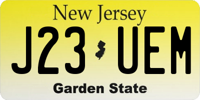 NJ license plate J23UEM