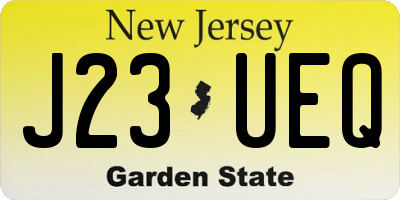NJ license plate J23UEQ