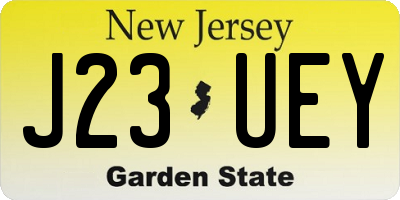 NJ license plate J23UEY