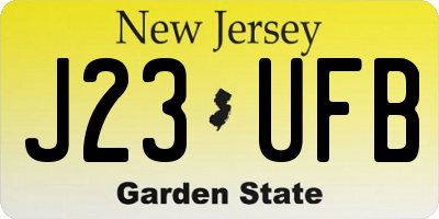 NJ license plate J23UFB