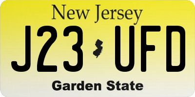 NJ license plate J23UFD